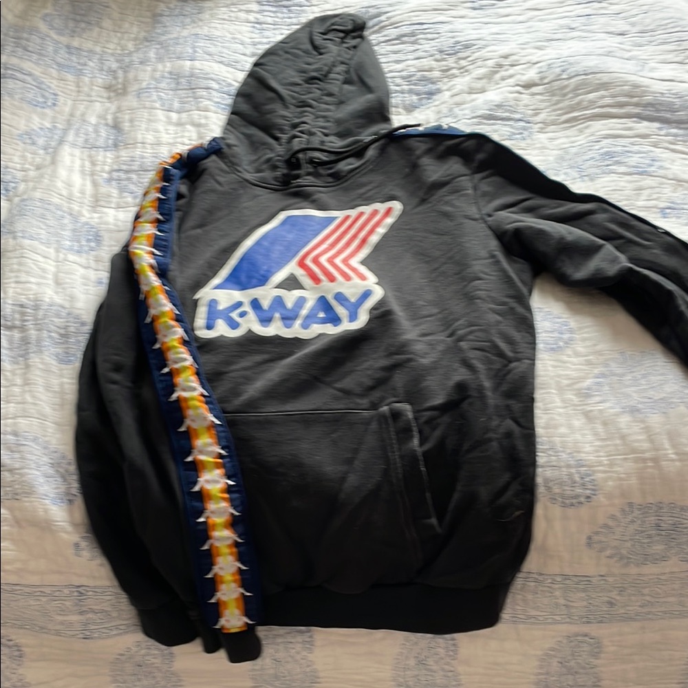 K-Way Black Hoodie with Colorful Trim